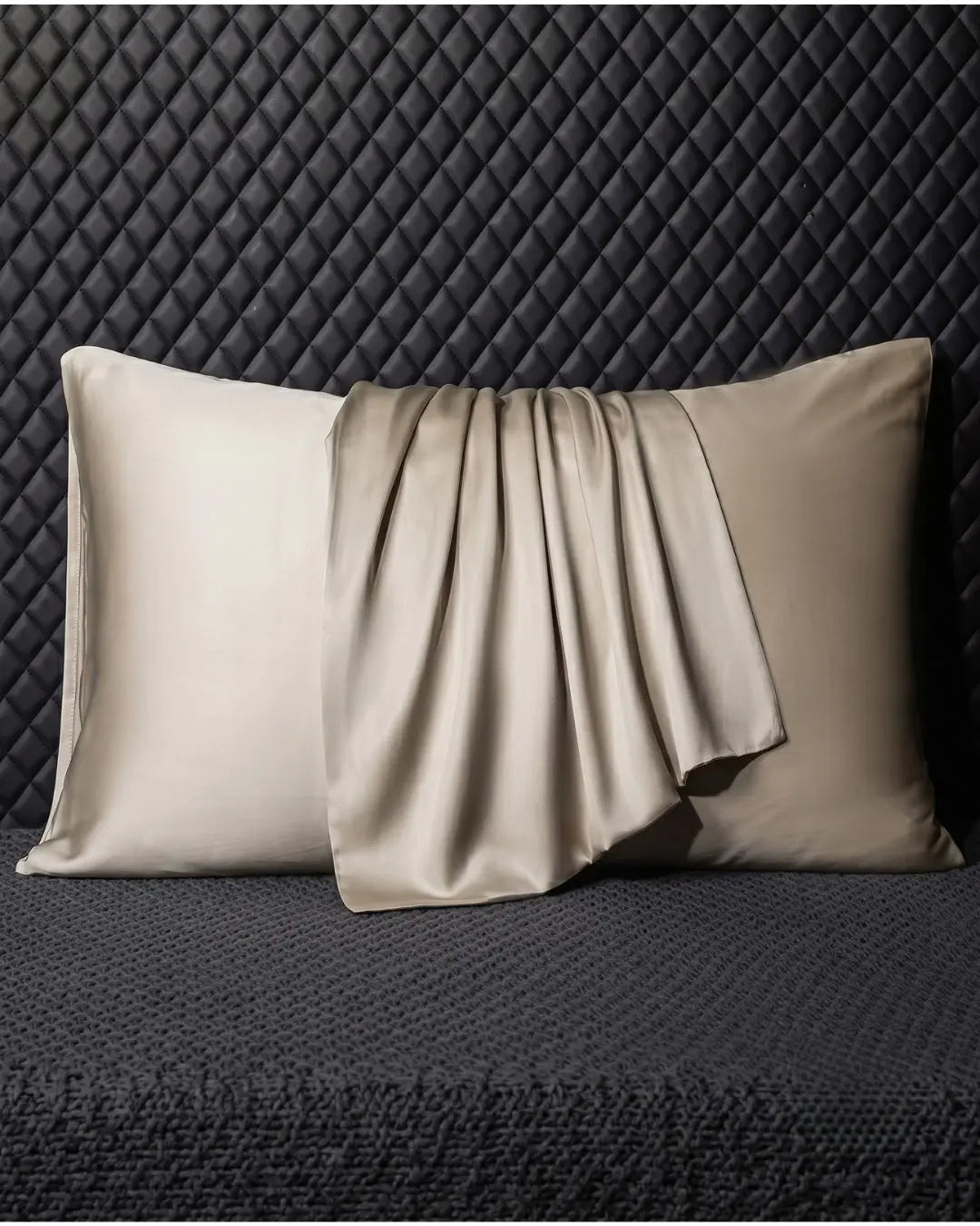 VELVYY 22-momme mulberry silk pillowcase in Champagne — for smoother hair and skin