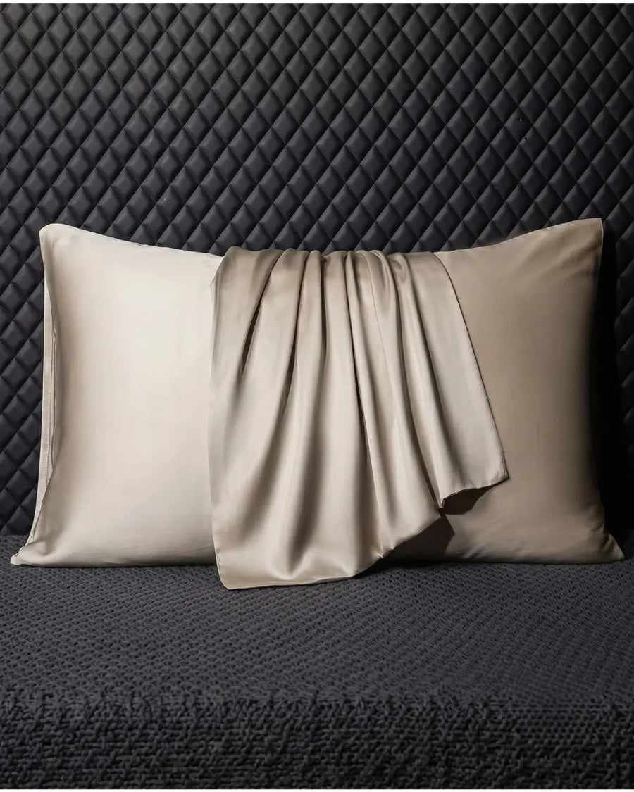 VELVYY 22-momme mulberry silk pillowcase in Champagne — for smoother hair and skin