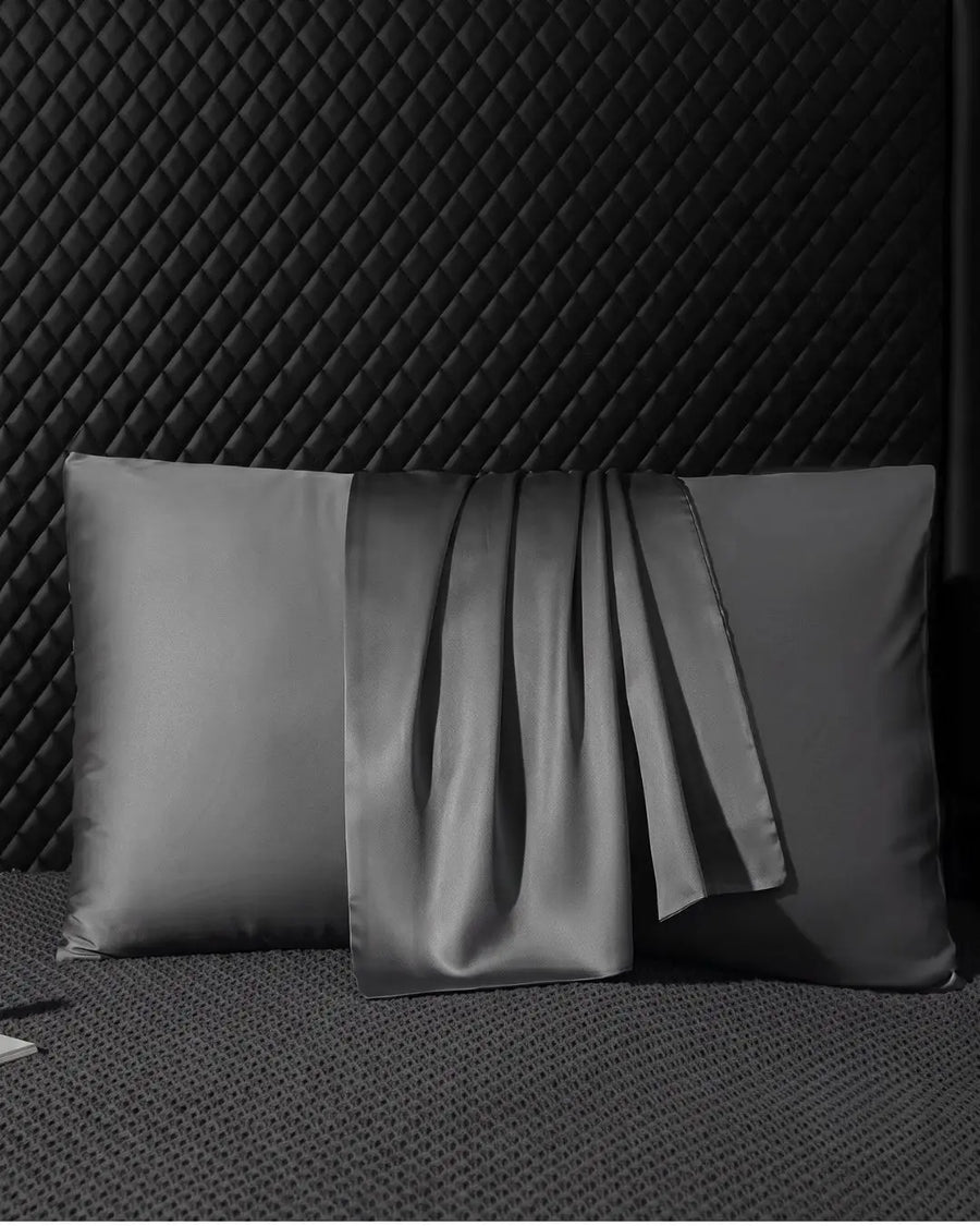 VELVYY 22-momme mulberry silk pillowcase in Grey — for smoother hair and skin