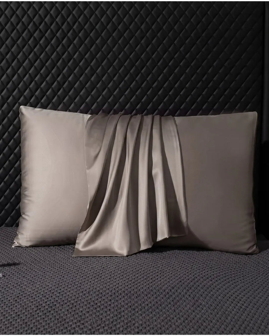VELVYY 22-momme mulberry silk pillowcase in Khaki — for smoother hair and skin