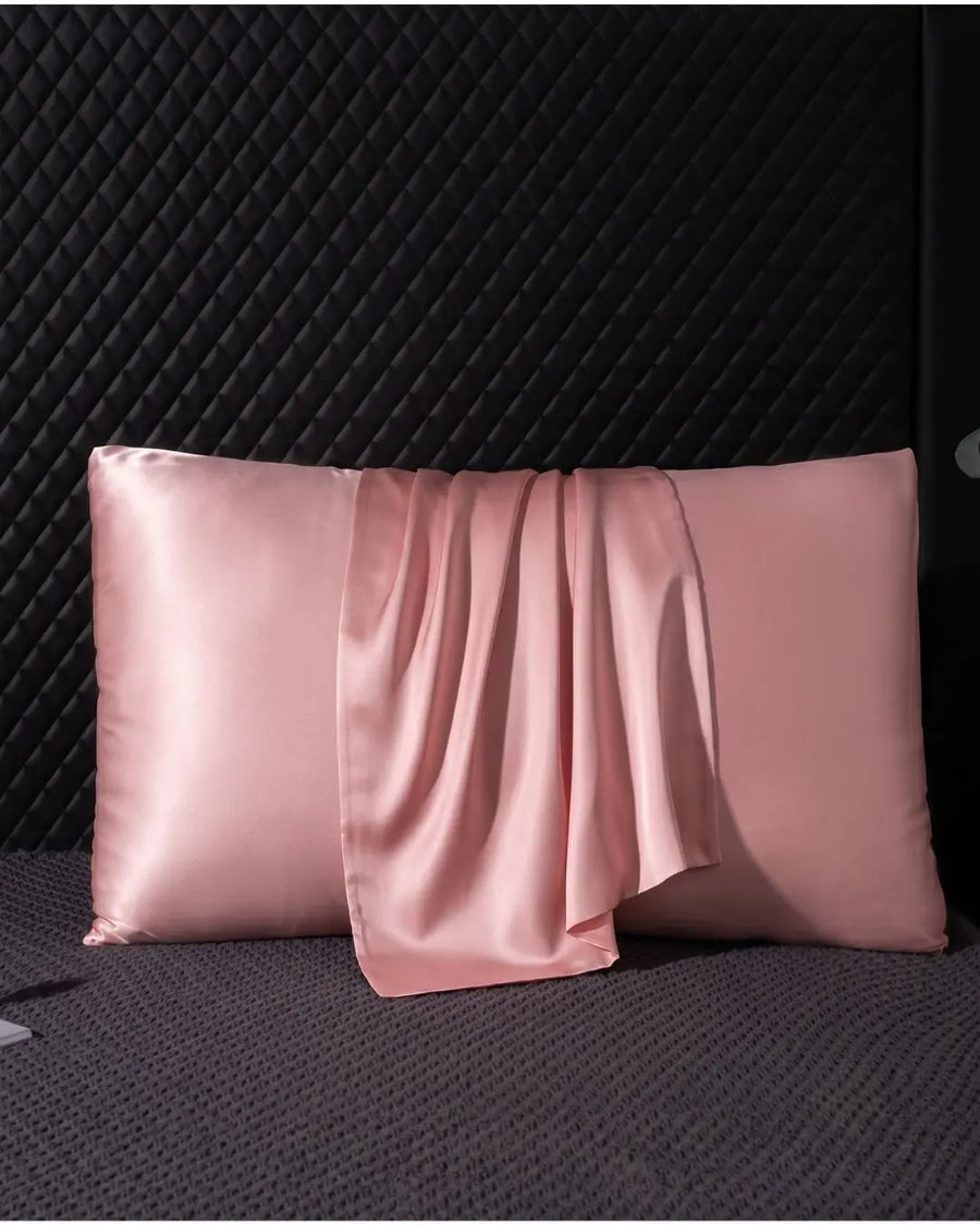 VELVYY 22-momme mulberry silk pillowcase in Pink — for smoother hair and skin