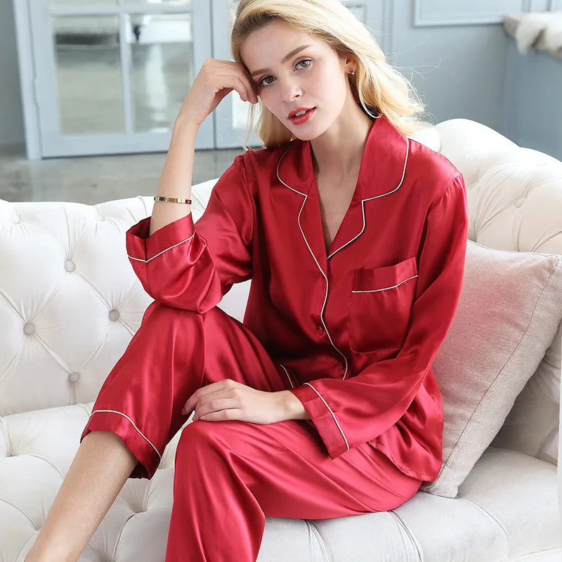 VELVYY long-sleeve silk pajama set — soft mulberry silk pajamas for women